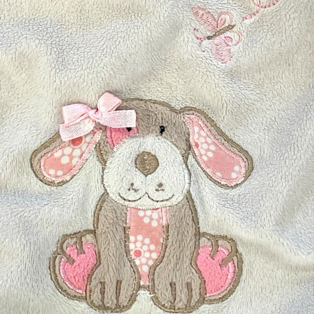 Maison Chic Baby Pink Puppy Dog Lovey Knotted Crinkle Security Blanket Teether
